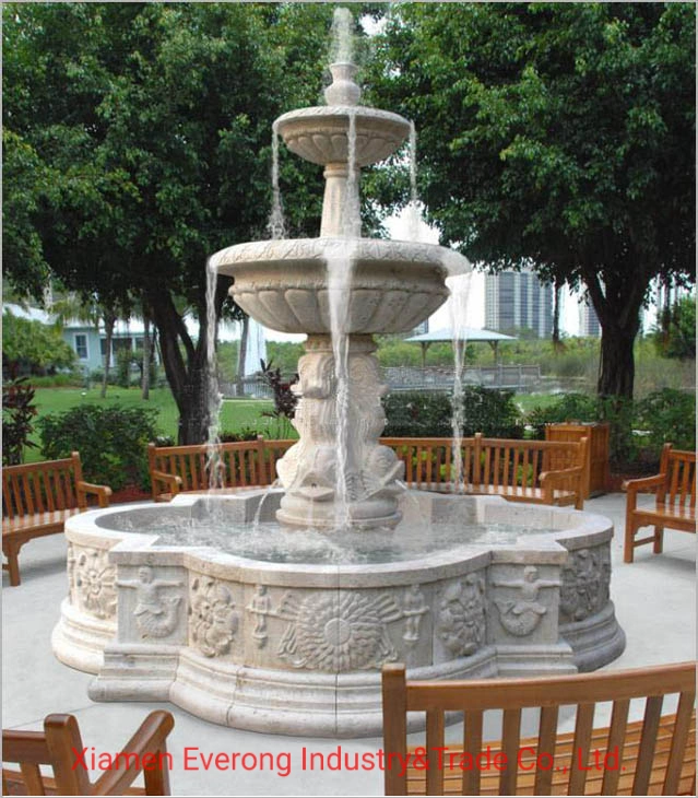 Beautiful Natural Marble Shell Carving Pool Edge Garden Ornament Water Fountain