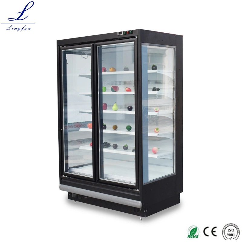 Glass Door Supermarket Diary Beverage Cold Storage Drinks Display Upright Cooler