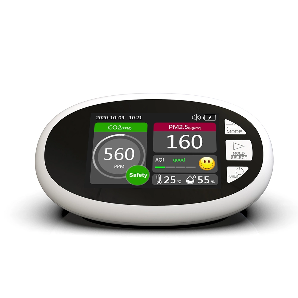 Pantalla LCD de 3,5 pulgadas en color Detector de dióxido de carbono Aire Medidor de calidad M10 Pm1,0 PM2,5 CO2 de humedad de temperatura del analizador AQI Sensor