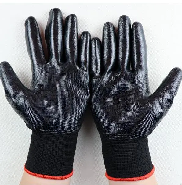 13 Gauge Nylon Knitted Latex Coated Safety Work Gloves Fingertips Reinforced