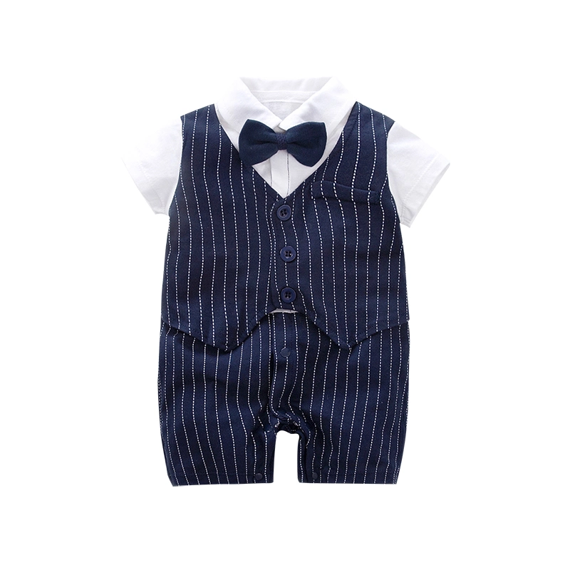 Wholesale/Supplier Gentalman Style Short Sleeve for Summer Comfortable Pajama Fashion Clothes Baby Boys Romper