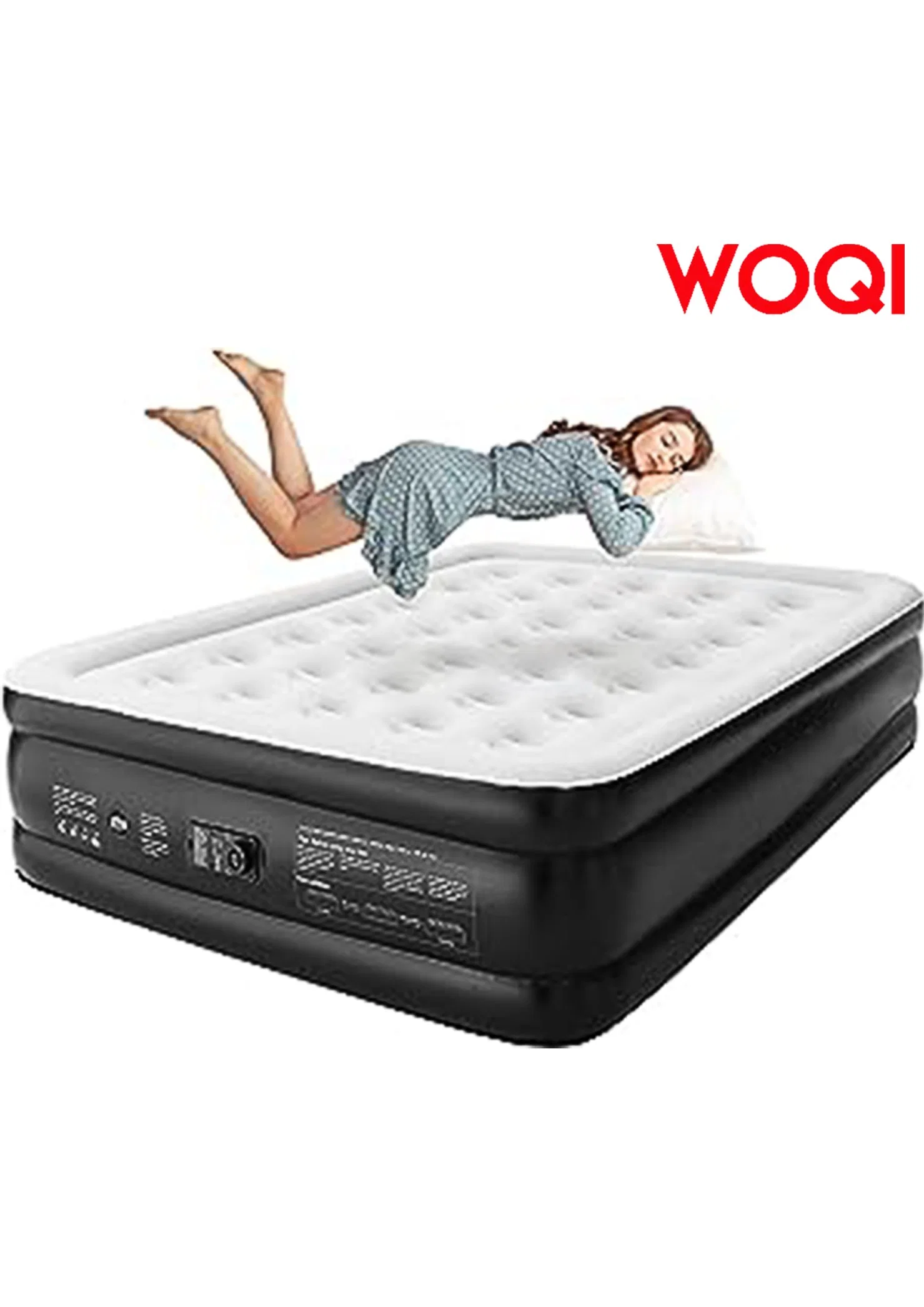 Woqi respaldo saca cómoda cama inflable con eléctrico incorporado Bomba