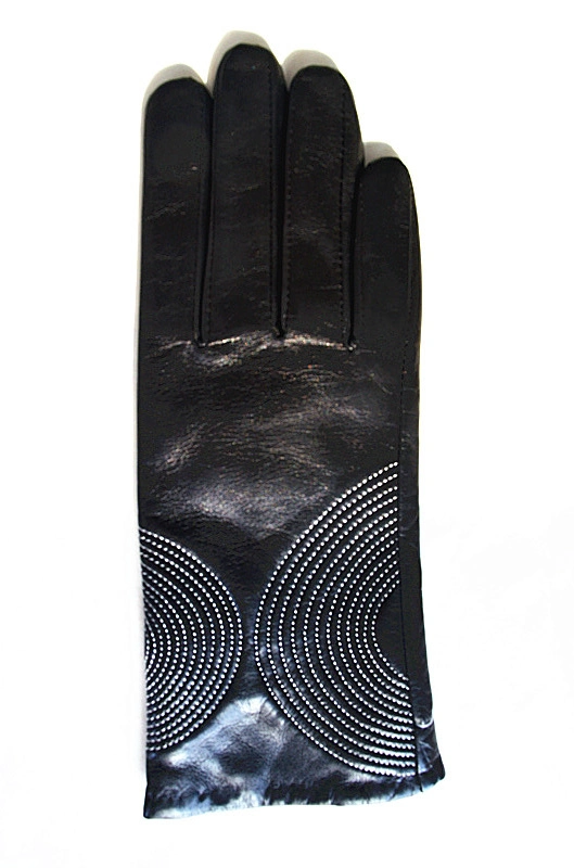 Lady Fashion Leather Gloves with Quilted Back (JYG-23026)