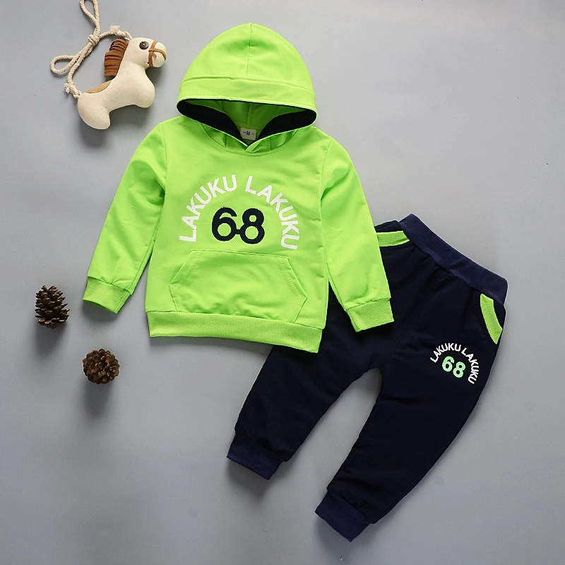 New Monogram Printed Cotton Sweaters for Boys and Girls Two Piece Baby Trouser Set Wholesale/Supplier