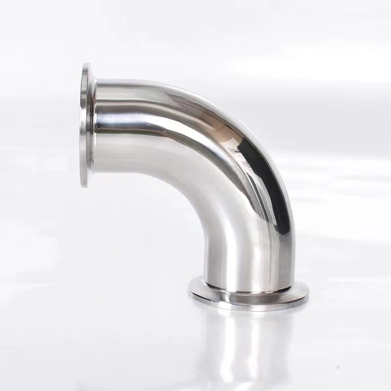 Food Grade SS304 316L Clamped Elbow Pipe Connector Sanitary Stainless Steel 90 Degree Tri Clamp Elbow