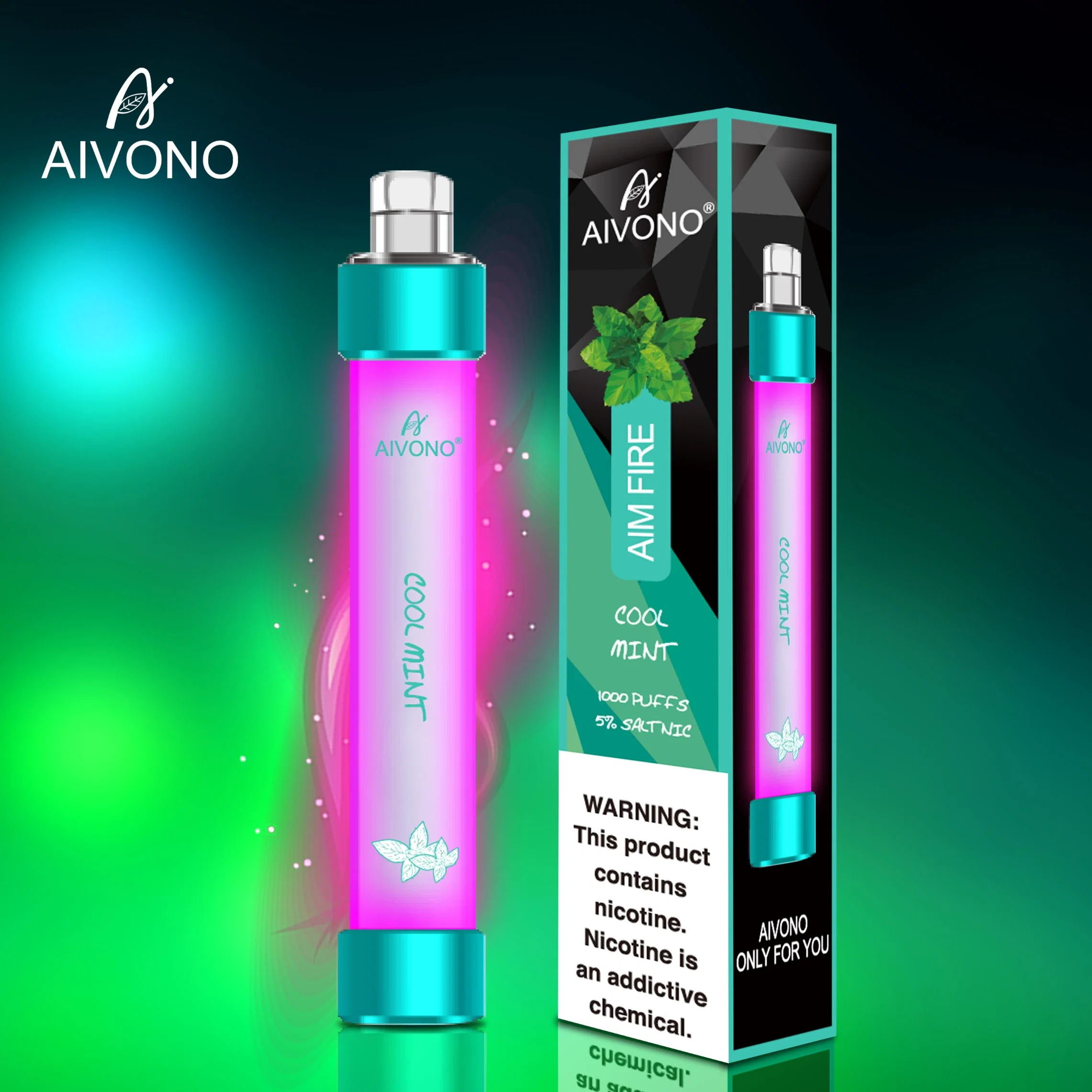 Nouvelle arrivée Aivono Original But Fire 1000 bouffée Vape Pod jetables de 2 % 3 % 5 % de la nicotine avec clignotement de voyant stylo Vape RVB