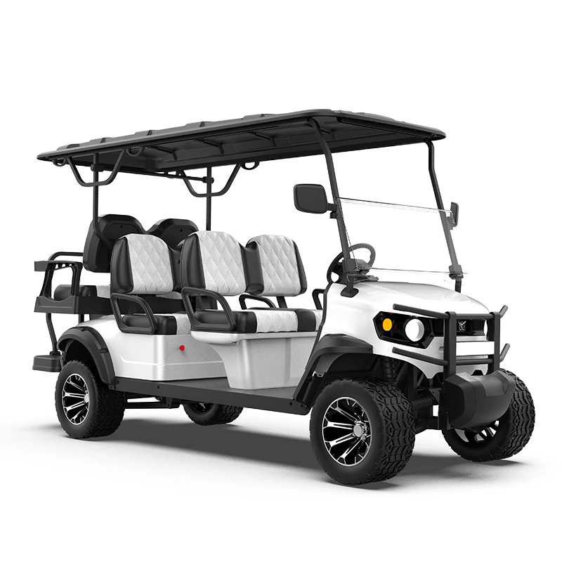 Carrinhos de golfe elétricos off-road de luxo clássicos personalizados de 4 lugares com bateria de lítio legalizados para uso nas ruas.