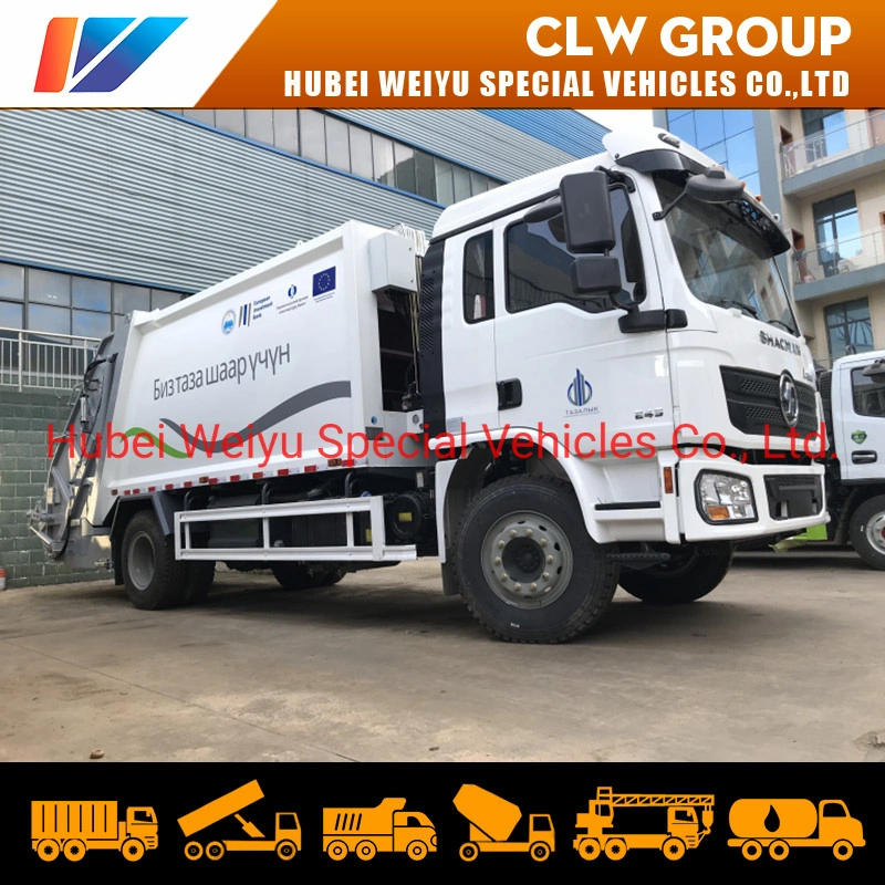 Shacman L3000 4X2 14 cbm 10 toneladas, alta taxa de compressão hidráulica Camião de compactação de lixo sólido residencial para camião de camião de lixo