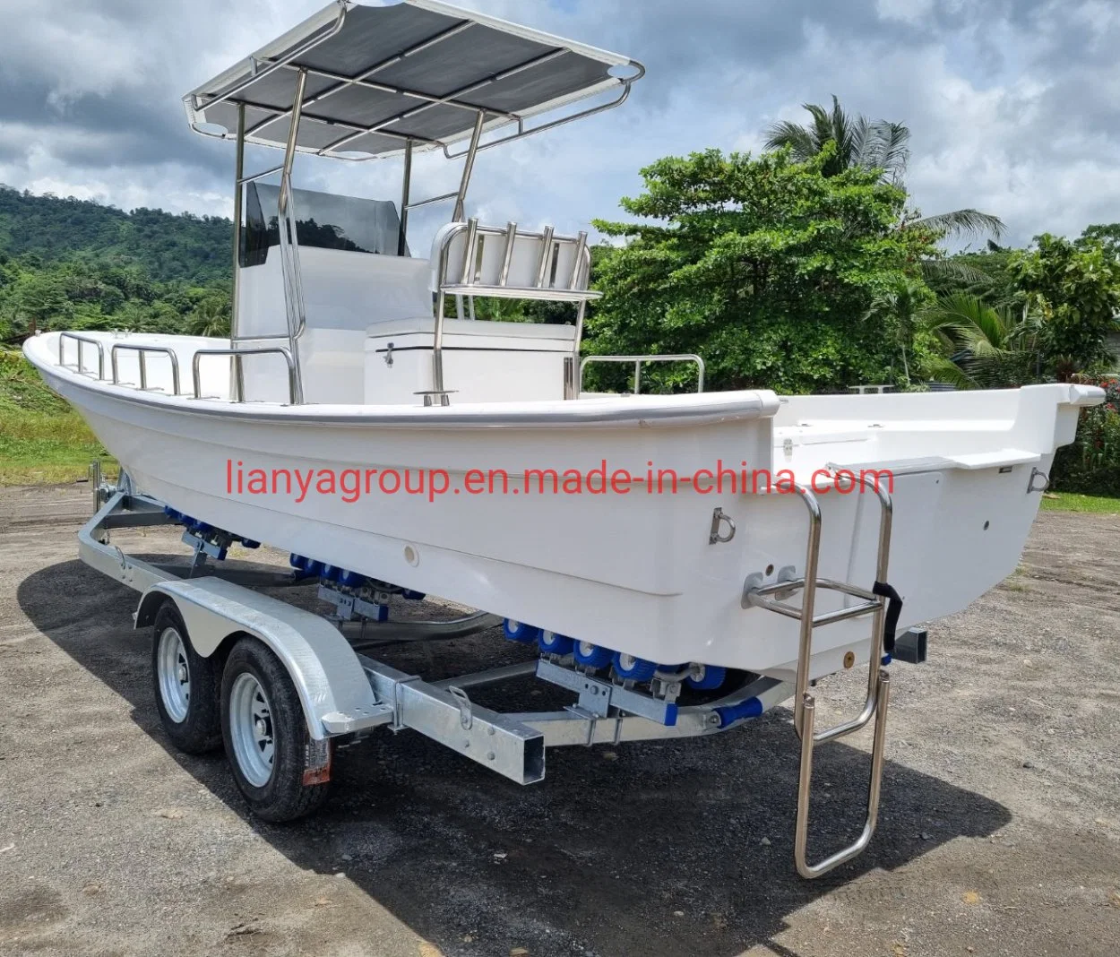 Liya 7,6m familia barco de pesca barco de pasajeros de fibra de vidrio