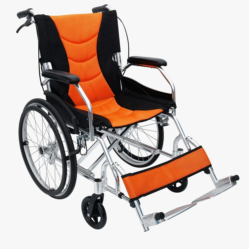 20 Inch Wheelchair with Foldable Backrest and Handle Brakes with Rehabilitation Medical Wheelchair