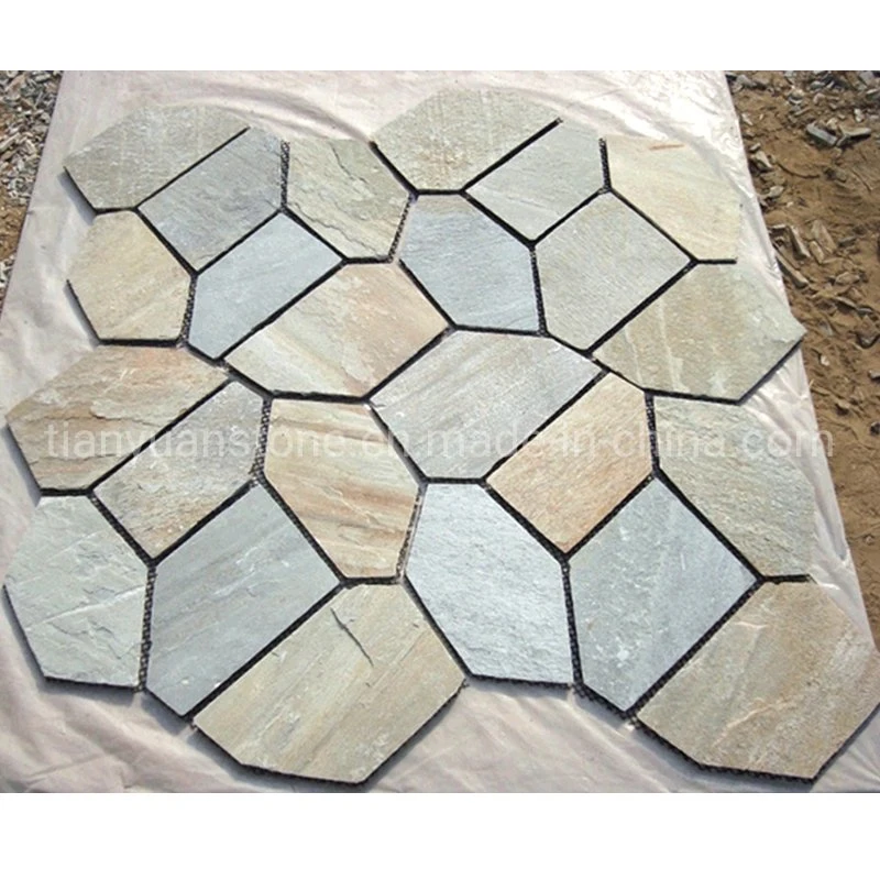 Natural Rusty Slate Meshed Stone Paver for Garden/Patio