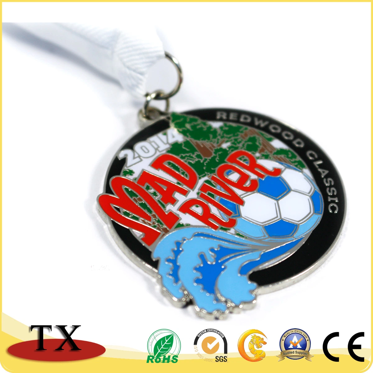 Charming Sports Medal Customized Metal Embossed Logo Medal with Ribbon