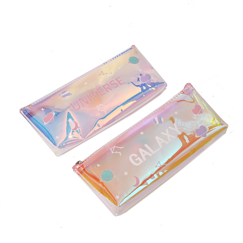 Customized PVC Storage Bag Laser Transparent Stationery Pencil Case