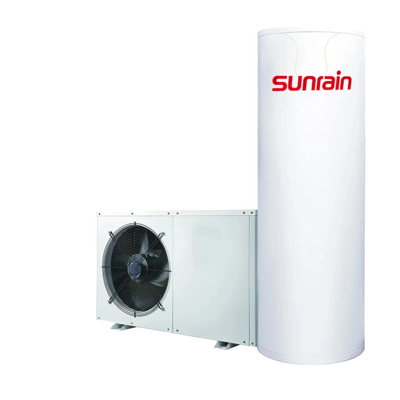Sunrain Vente chaude de chauffe-eau thermopompe air-eau à réservoir émaillé anticorrosion R410A pour l'eau chaude sanitaire domestique.