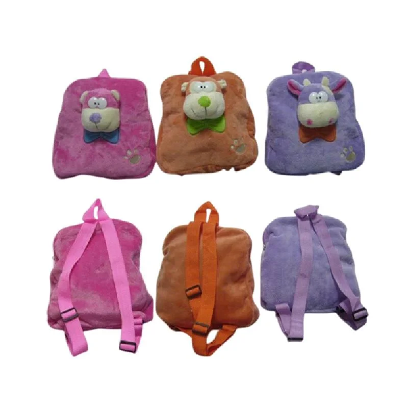 Customized Soft Baby Lion Bear Duck Bag Student Plush Stuffed Toys 30cm Animal Frog Tiger Hippo School Bag Kids/Children Giraffe