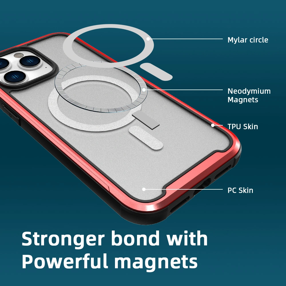 Aluminum Alloy Metal Phone Case Shockproof Support Wireless Charging Metal Magnetic Cell Phone Case for iPhone 14/13/12