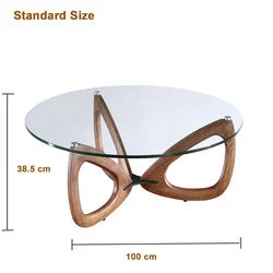 Wooden Frame Coffee Table with Tempered Glass