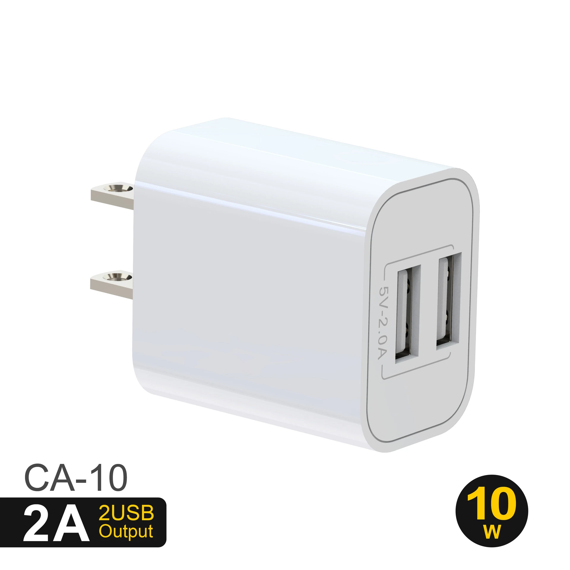 Adaptador de viagem USB duplo 5V2a 10W porta dupla American Standard Carregador de smartphone