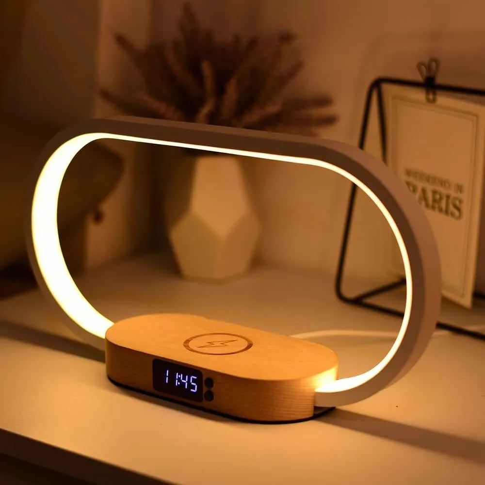 LED with 10W Wireless Charger Touch USB Port Stepless Dimming Lamp