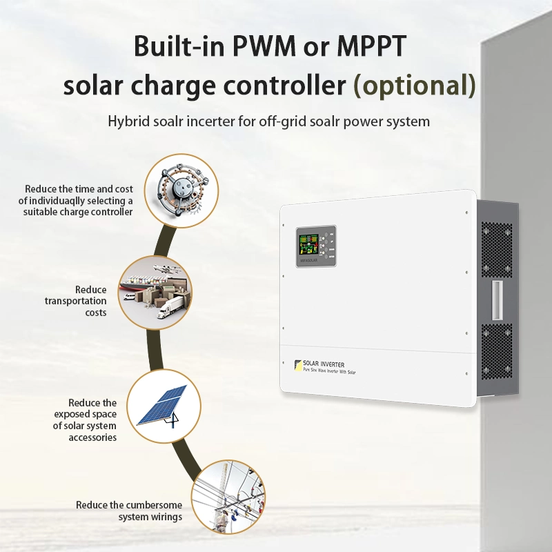 Inverseur solaire hybride convertisseur d'énergie 6.4kw Pure Sine Wave avec MPPT