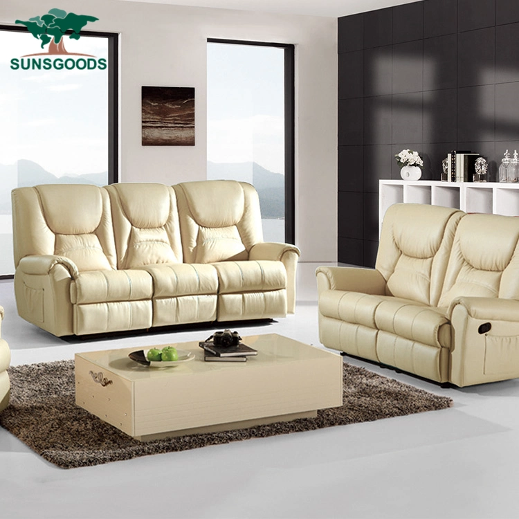 Sillones de cuero auténtico placer Sofá moderno salón transversal de madera Muebles de hogar