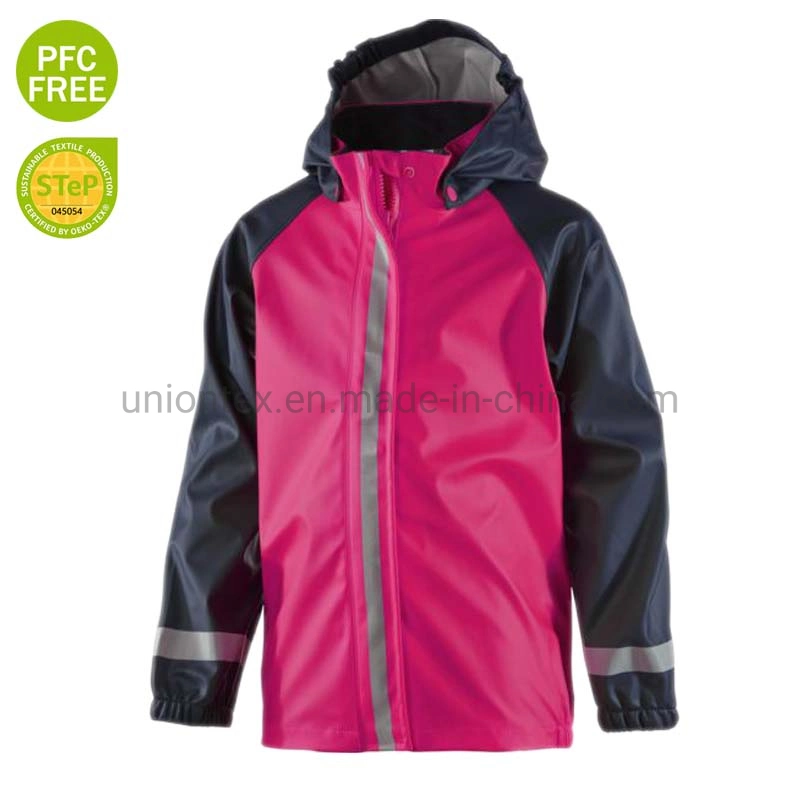 New Arrival Kid PU Rainsuit Waterproof Jacket with Good Quality Eco-Friendly PU Fabric