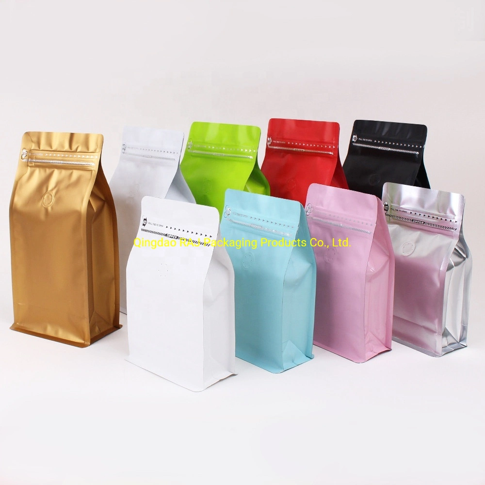 Biodegradable Aluminum Foil Ziplock Bag Flat Bottom Gusset Bag 250g 500g Compostable Coffee Plastic Packaging Bag