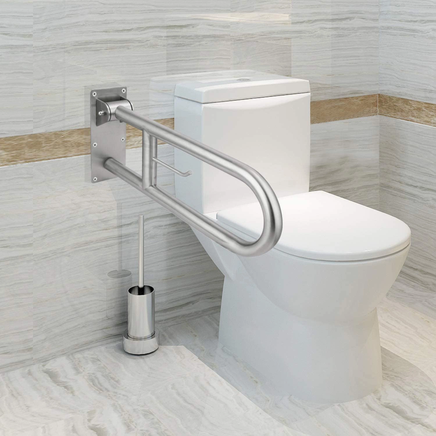 Barre de maintien pour salle de bains rabattable en acier inoxydable rails de sécurité pour toilettes Pour les personnes âgées
