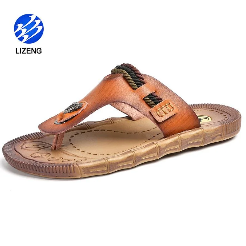 Men Shoes Flip Flops Fashion Design Sandals Leather Classic Roman Slippers Mens Slipper Male Beach Sandals Zapatos