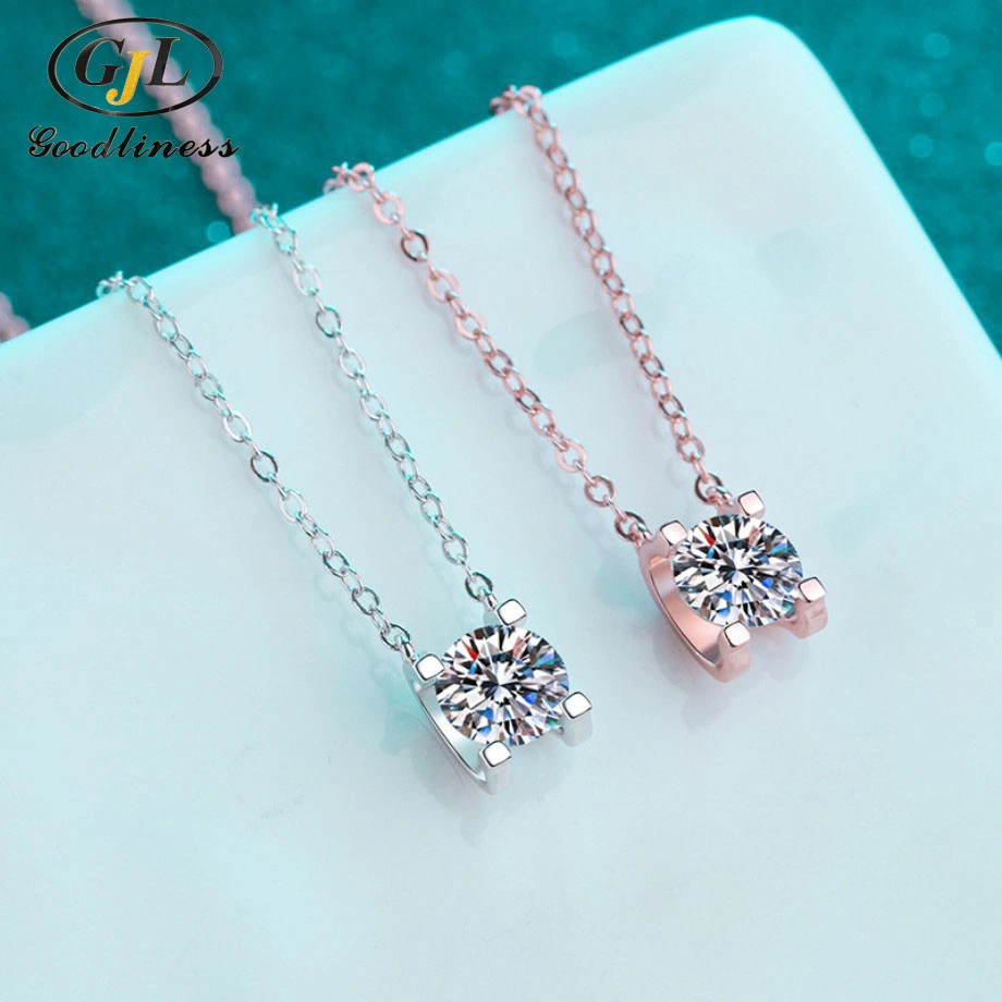 Woman&prime; S Fashion Jewelry Four Leaves Clover Rhoant Rhodium Plated Pendant Necklace N6609