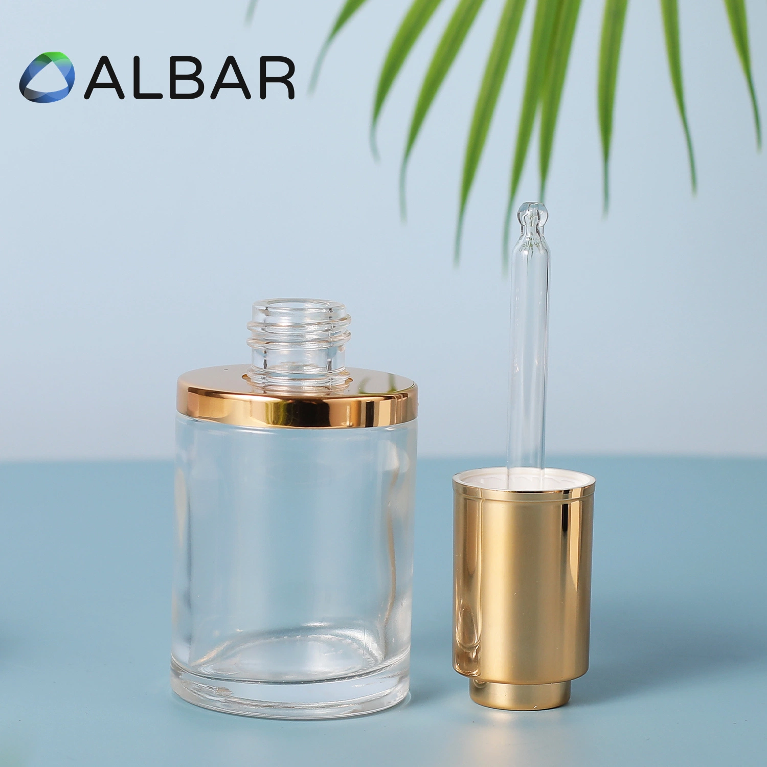 Clear and Black 30ml 50ml Cosmetic Glass Jars with Gold and Silver Collar Custom Black UV Airtight Light Proof