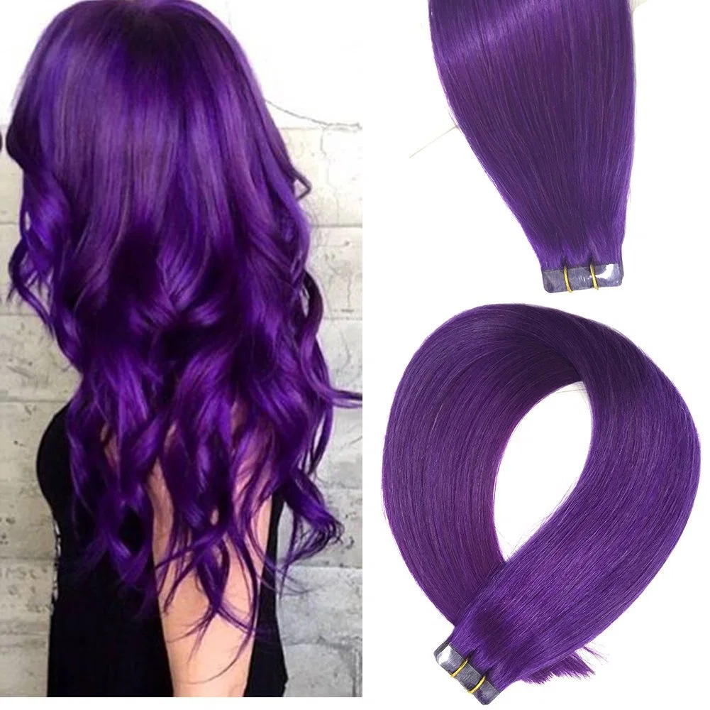 Aviva el cabello humano Virgen de la cinta en la extensión de cabello humano de 18 pulgadas 20pcs sedoso de color violeta tejiendo recto