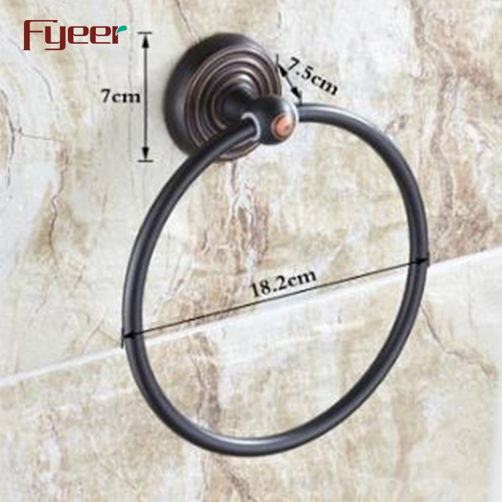 Fyeer Black Bathroom Fittings Brass Towel Ring