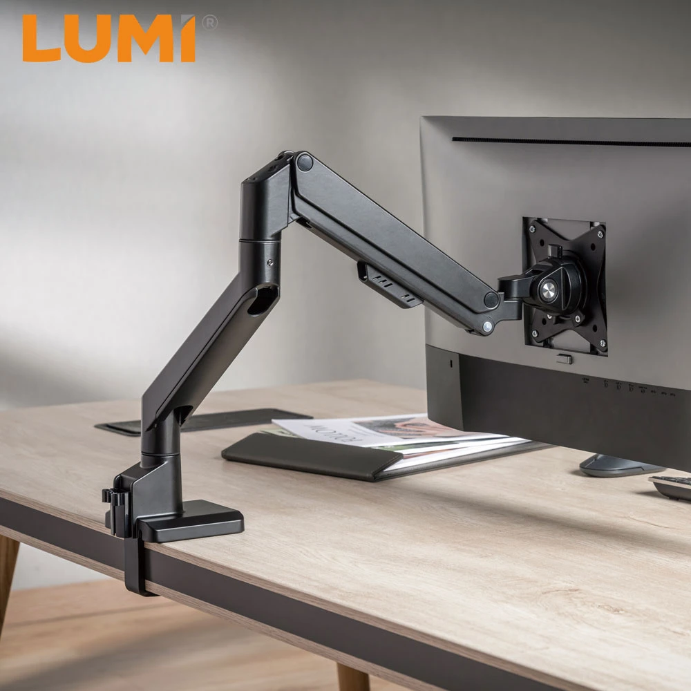 OEM LUMI Ergonomic Desktop Computer Stand Full Motion Aluminum Single Monitor Arm