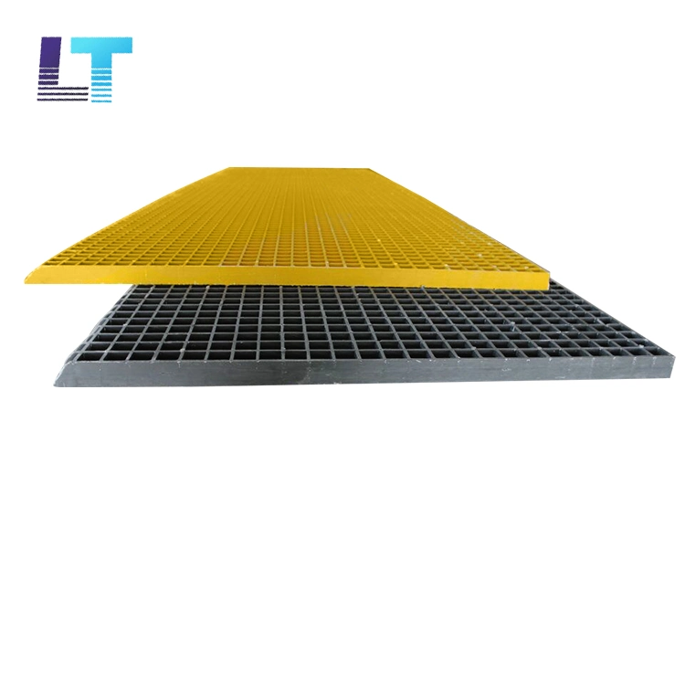 Fiberglass Grating FRP Molded Grating 1-1/2" Thick with 1-1/2" Square Mesh, with Grit.