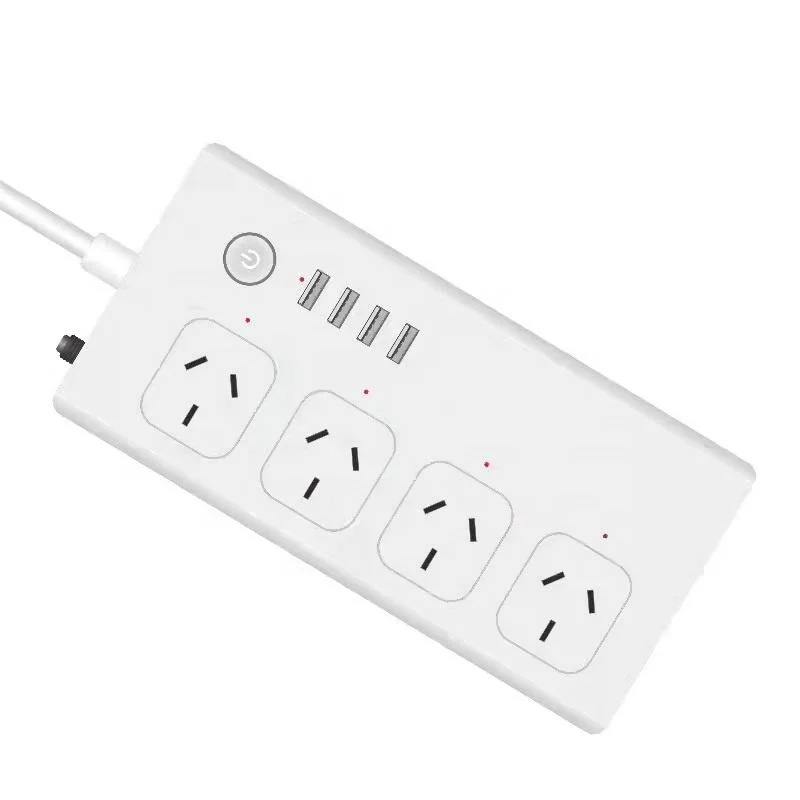 10A Tuya WiFi Smart Power Strip 4 AC Points de vente et 4 ports USB UA Prise d'extension avec Alexa Accueil Google