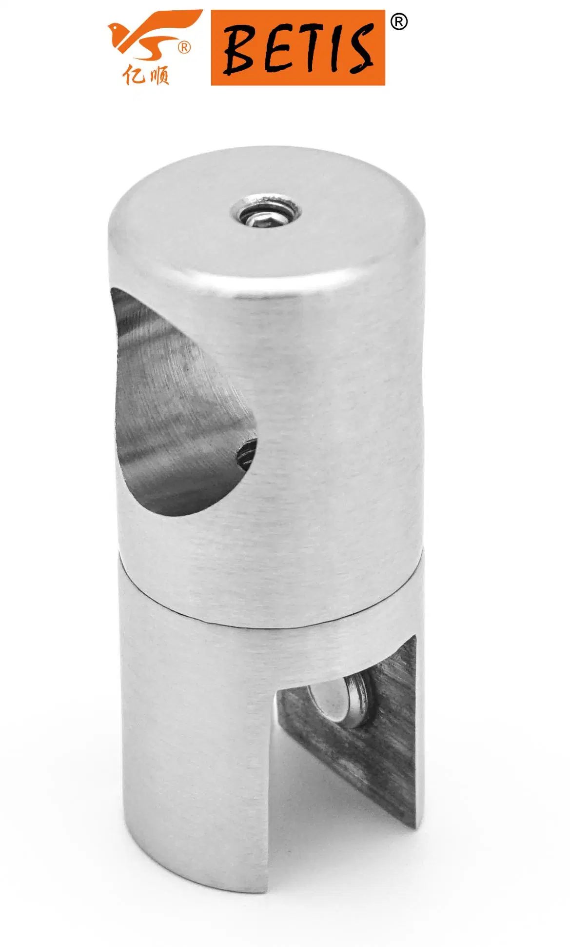 Brushed-Stainless Glass Connecting Clip for Shower Enclosure &Oslash; 19mm Support Bar