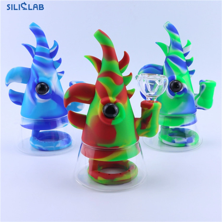 Acessórios p/ fumadores em forma de rinoceronte silicone Bubbler p/ água p/ fumadores Bubbler