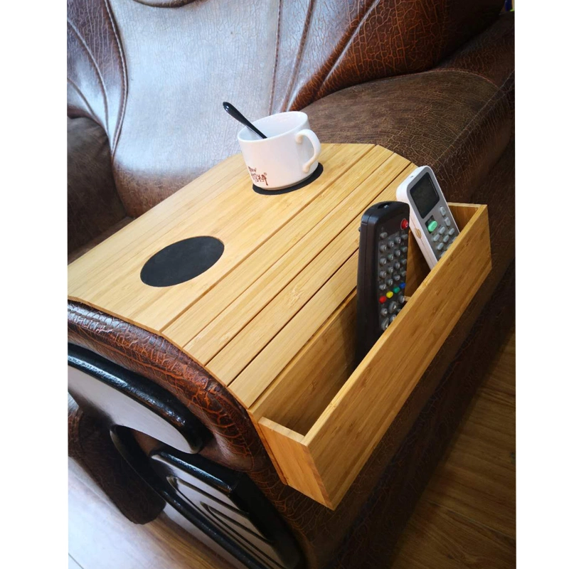 Bamboo Wood Sofa Arm Tray with Cup Holders