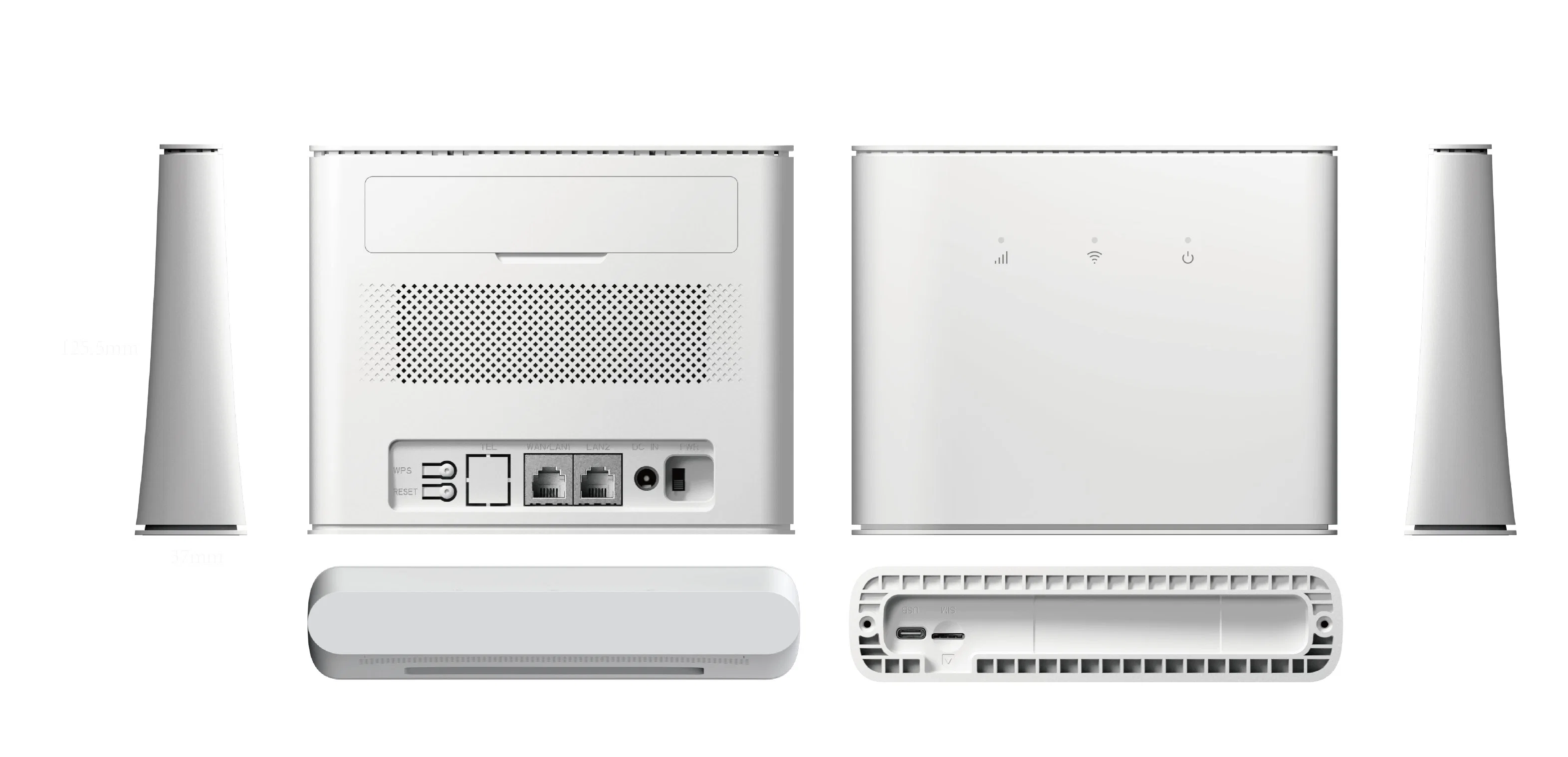 CPE 4G LTE WiFi Routers Using for Home WiFi with SIM Card Slot Two LAN Ports (RJ45) and One Telephone Port (RJ11)