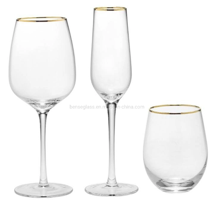 Various Logo and Color Available Glassware with Gold Rim Custom Gold Rimmed Wine Glasses