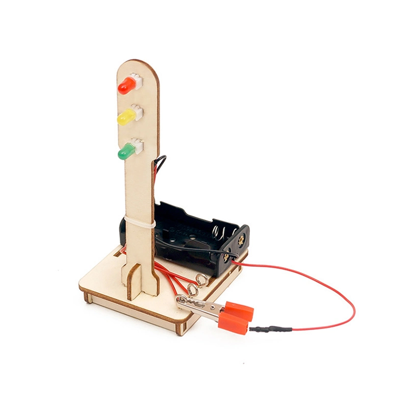 Custom DIY Wooden Electric Circuit Traffic Lights Montessori Educational Toys for Kids