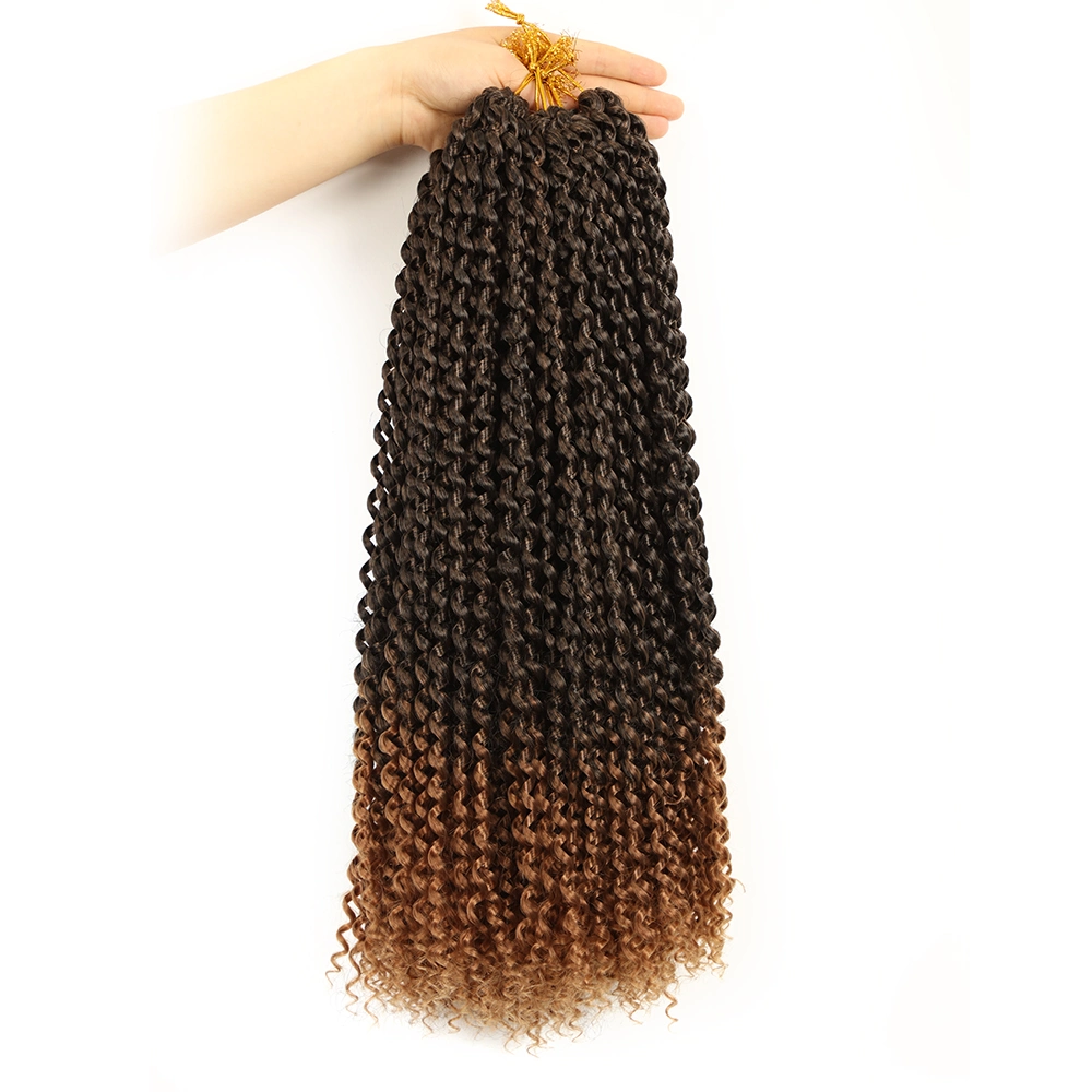 18&prime; &prime; Inches Pre-Looped Passion Twist Crochet Braids Water Wave Synthetic Braiding Hair for Goddess Locs Hair Extension