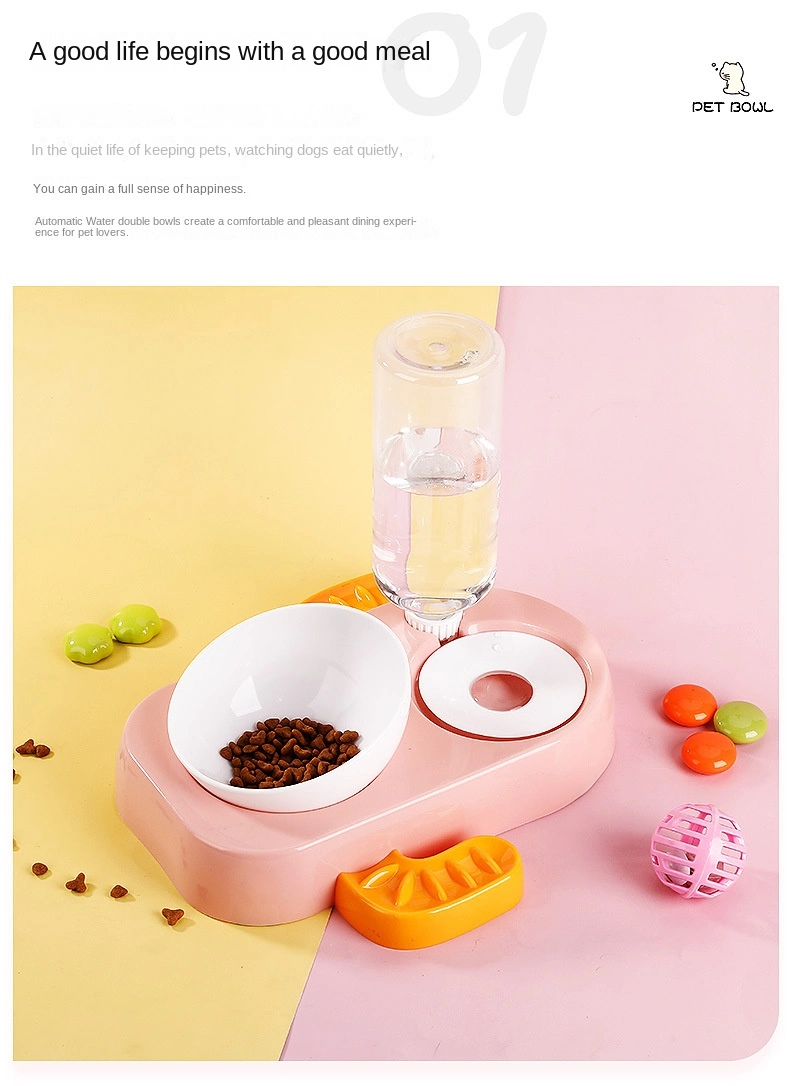 Automatic Cactus Refill Bowl Feeding and Drinking Pet Double Food Bowl 2 in 1 Feeder