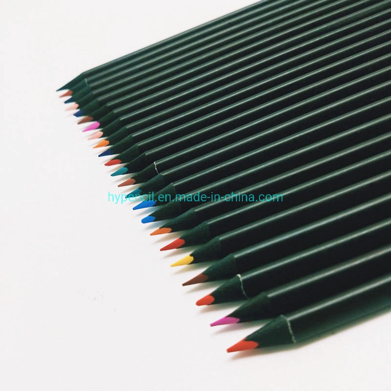 Office School Stationery Art Supplies 24 Color Pencils in Paper Tube, Black Wood