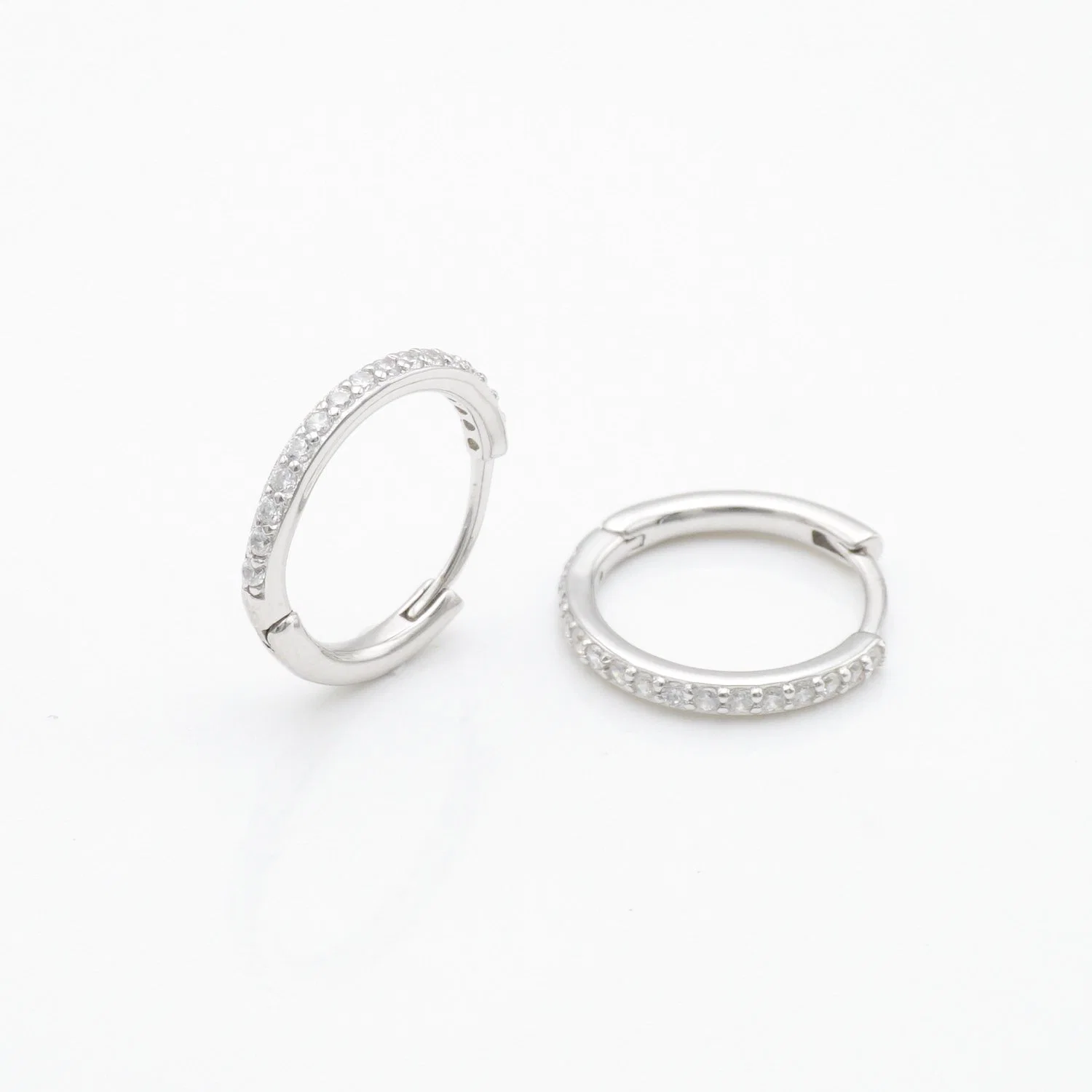 1.5cm-3cm 925 Sterling Silver Post Small Hoop Earrings Cubic Zirconia Huggie Hoop Earring for Women Girls