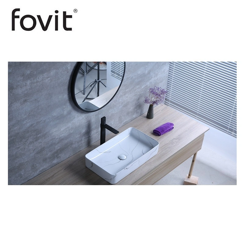 Lavabo rectangulaire artistique moderne dans la salle de bains lavabo en céramique garantie Qualité sanitaire Ware