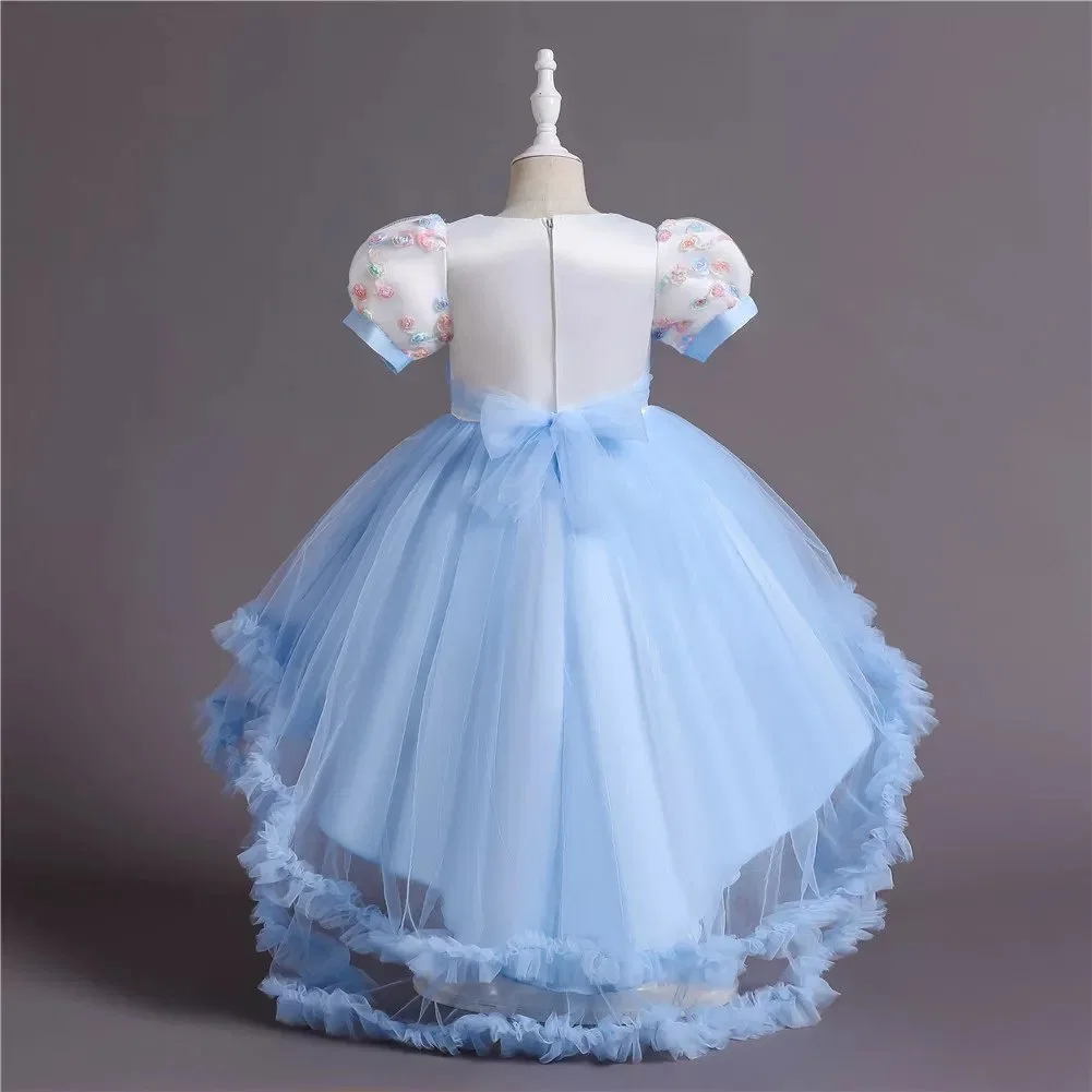 Ropa de boda para niños Moda Tailing Bebé Arcoíris Flor Suave Cómoda Ropa de Fiesta Vestido