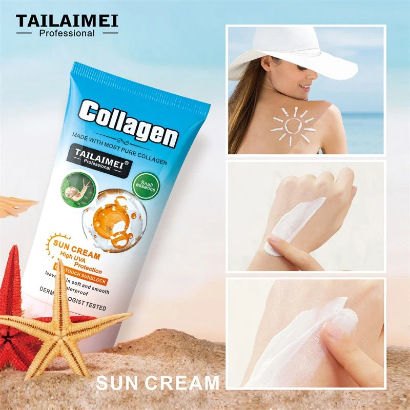 Tailaimei Snail Essence High UVA Protection Collagen Sun Cream Waterproof Sun Block Cream for Face Suncreen Skin Care Suncream