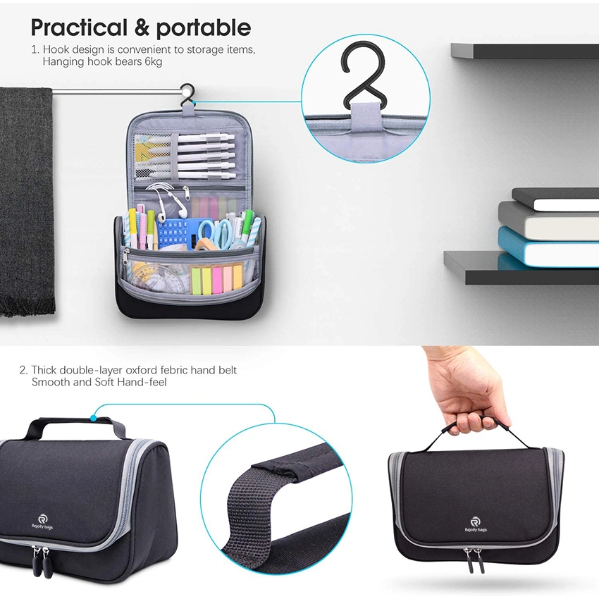 Big Capacity Pen Pencil Case Holder Bag Pen Organizer Pouch Stationery Box Oxford Cloth Dry-Wet Separation Portable Travel Hanging Pen Bag